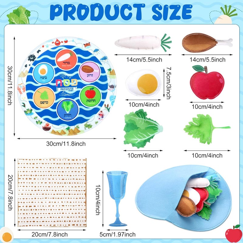 Shappy 9 Pcs Passover Play Seder Set Soft Deluxe Seder Plate Pesach Dinner Food Props Educational Fun Passover Gifts Jewish Set for Friends Family Jewish Holiday Party Supplies - Image 2